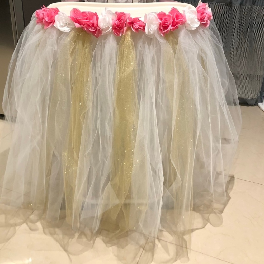 Baby high chair skirtdecoration for one year old girl